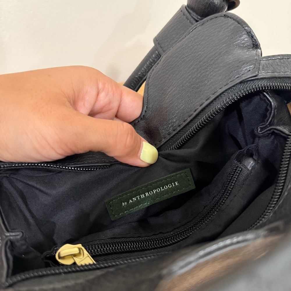 Anthropologie Terrance Mini Knotted Crossbody Bag Black Faux Leather NWT - Picture 5 of 10